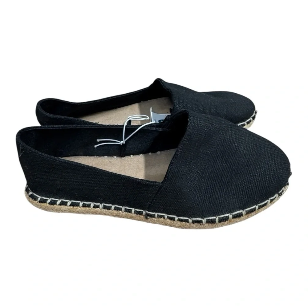 NWT Old Navy Women’s Black Canvas Espadrilles Slip-On Casual Flats Size 7